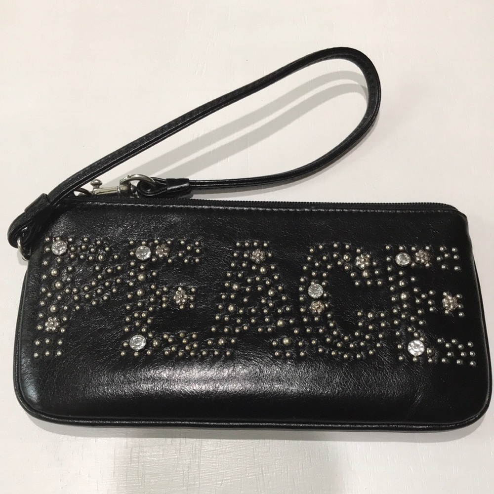BRIGHTON Black Leather Wristlet